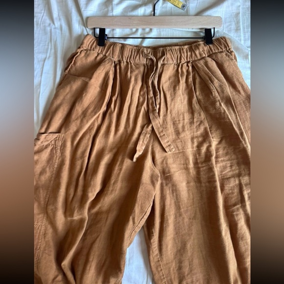 SOLD - Toast Side Pocket Garment Dyed Linen Trouser in Burnt Orange Brown - Picture 5 of 11